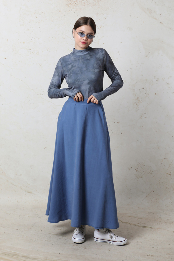 Batik Desenli Body Mavi - 1