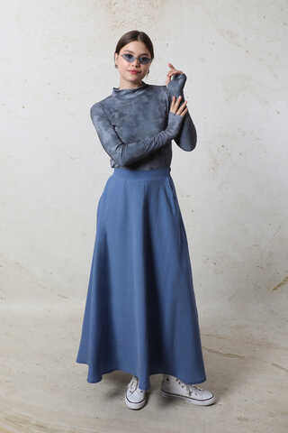 Batik Desenli Body Mavi - 3