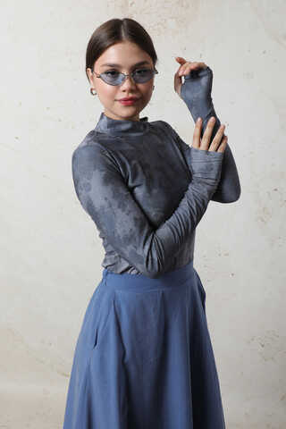 Batik Desenli Body Mavi - 2