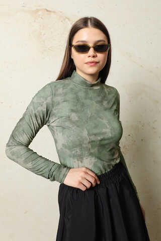 Batik Desenli Body Yeşil - 1