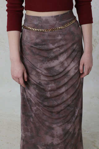 Batik Desenli Tül Etek Bordo - 4