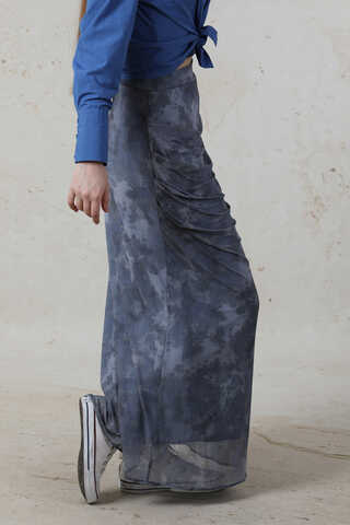 Batik Desenli Tül Etek Mavi - 3