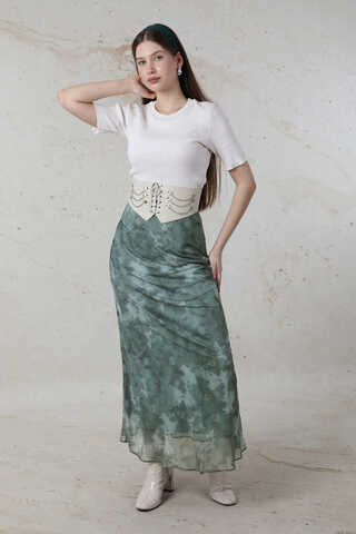 Batik Desenli Tül Etek Mint - 3
