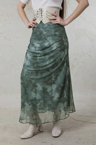 Batik Desenli Tül Etek Mint - 2