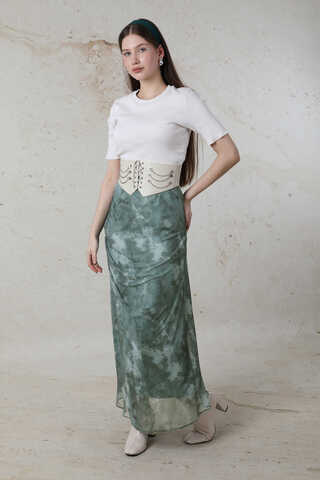 Batik Desenli Tül Etek Mint - 1