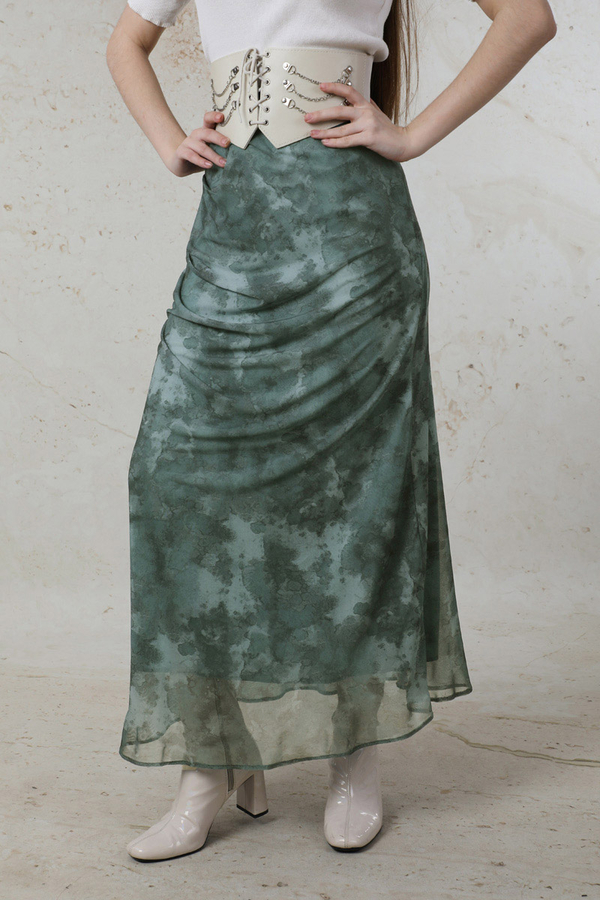 Batik Desenli Tül Etek Mint - 2