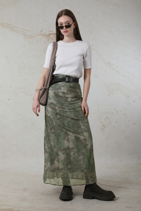 Batik Desenli Tül Etek Yeşil - 3