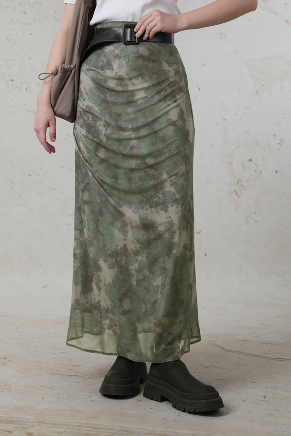 Batik Desenli Tül Etek Yeşil - 2