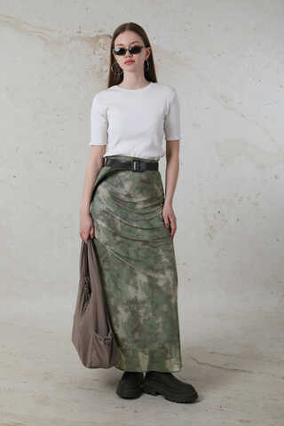 Batik Desenli Tül Etek Yeşil - 5