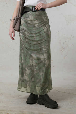 Batik Desenli Tül Etek Yeşil - 2