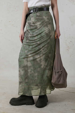 Batik Desenli Tül Etek Yeşil - 4