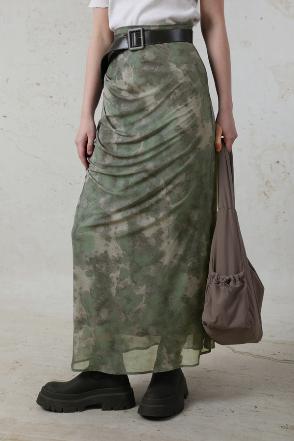 Batik Desenli Tül Etek Yeşil - 4