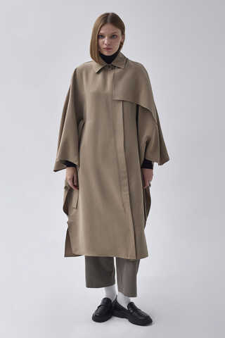 Batwing Sleeve Trenchcoat Camel - 3