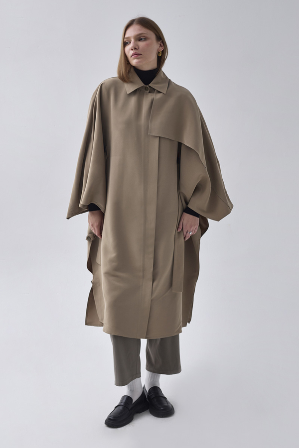 Batwing Sleeve Trenchcoat Camel - 5