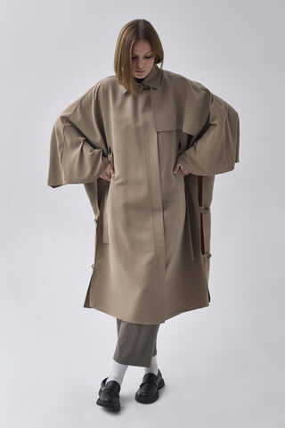 Batwing Sleeve Trenchcoat Camel - 6