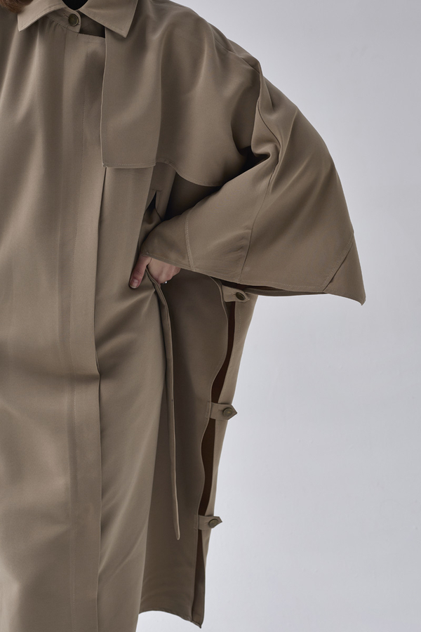 Batwing Sleeve Trenchcoat Camel - 7