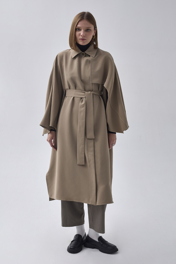 Batwing Sleeve Trenchcoat Camel - 1