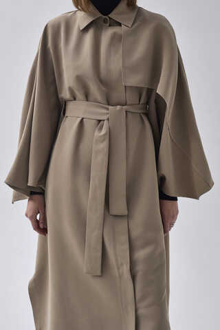 Batwing Sleeve Trenchcoat Camel - 2