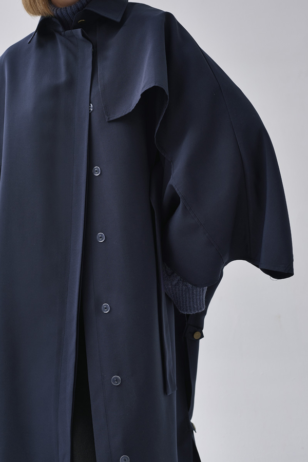 Batwing Sleeve Trenchcoat Navy - 6