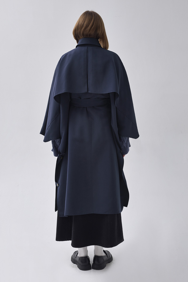Batwing Sleeve Trenchcoat Navy - 8