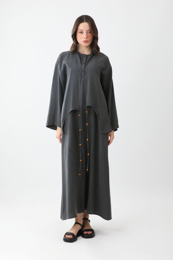 Beaded Jilbab Set Anthracite 