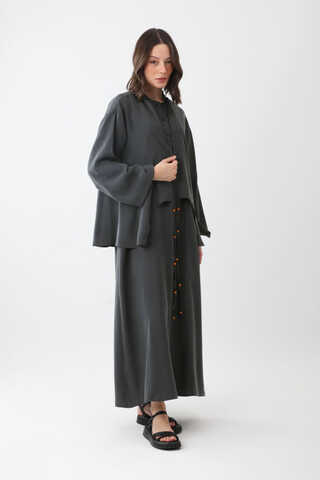 Beaded Jilbab Set Anthracite - 7