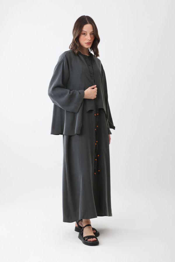 Beaded Jilbab Set Anthracite - 7