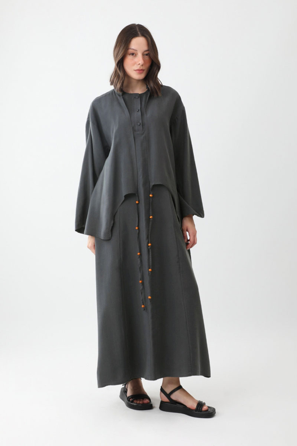 Beaded Jilbab Set Anthracite - 2