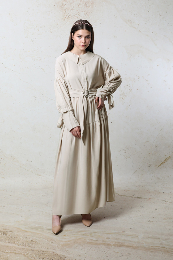 Bebe Yaka Büzgülü Elbise Taş - 1