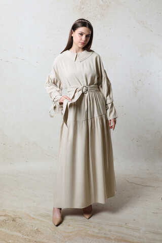 Bebe Yaka Büzgülü Elbise Taş - 5