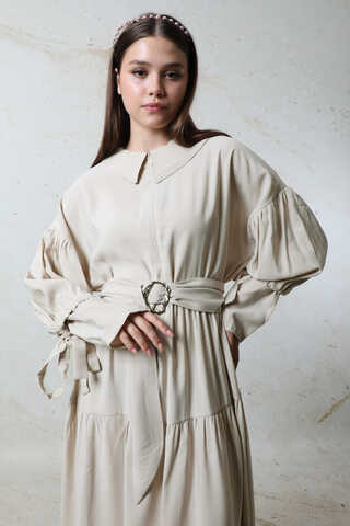 Bebe Yaka Büzgülü Elbise Taş - 2