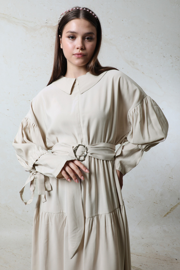 Bebe Yaka Büzgülü Elbise Taş - 2