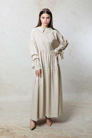 Bebe Yaka Büzgülü Elbise Taş - 4