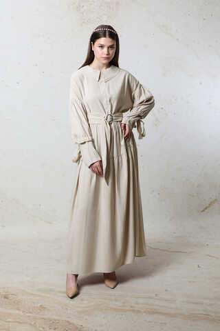 Bebe Yaka Büzgülü Elbise Taş - 1