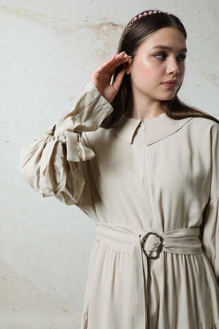 Bebe Yaka Büzgülü Elbise Taş - 6