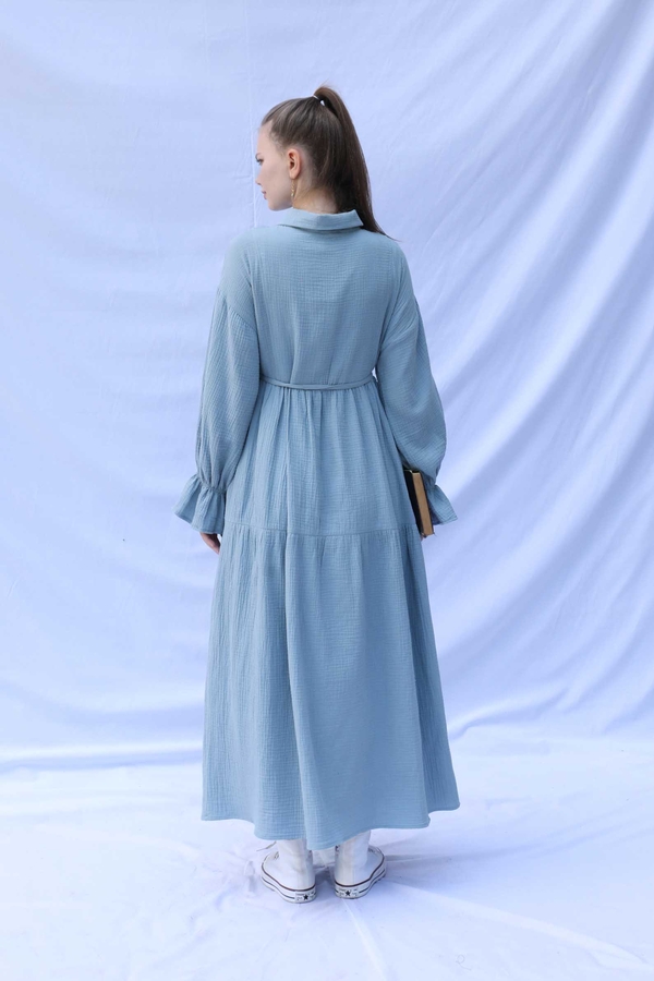 Bebe Yaka Katlı Elbise Bebe Mavisi - 7