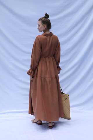 Bebe Yaka Katlı Elbise Kiremit - 6