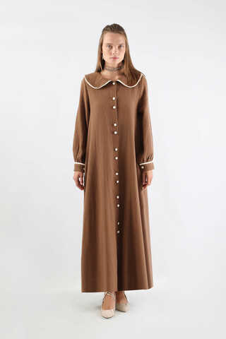 Bebe Yaka Müslin Elbise Camel - 3