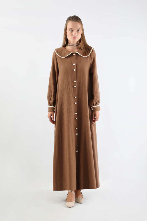 Bebe Yaka Müslin Elbise Camel - 3