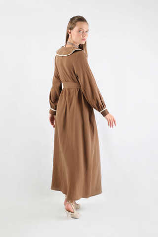 Bebe Yaka Müslin Elbise Camel - 6