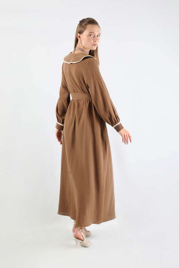 Bebe Yaka Müslin Elbise Camel - 6