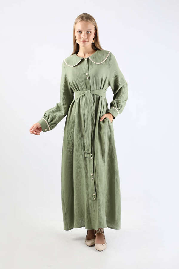 Bebe Yaka Müslin Elbise Mint - 1