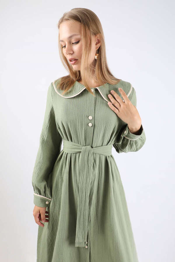 Bebe Yaka Müslin Elbise Mint - 2