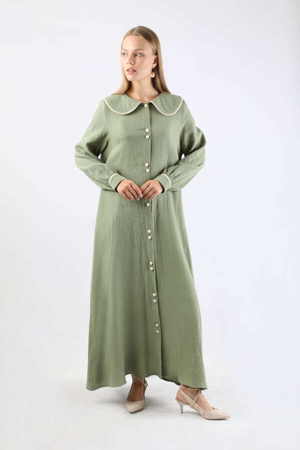 Bebe Yaka Müslin Elbise Mint - 3