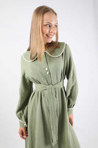 Bebe Yaka Müslin Elbise Mint - 4