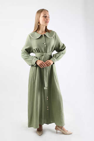 Bebe Yaka Müslin Elbise Mint - 5