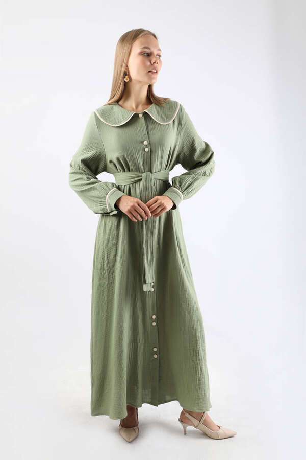 Bebe Yaka Müslin Elbise Mint - 5