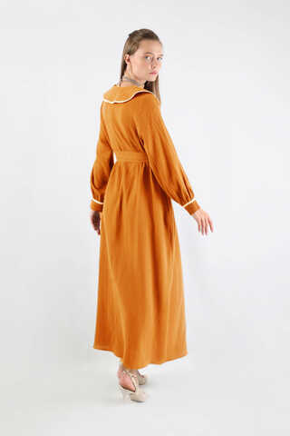 Bebe Yaka Müslin Elbise Oranj - 6