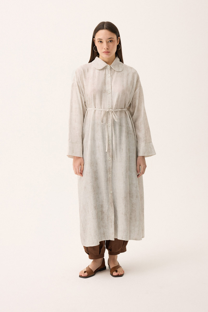 Bebe Yaka Tilbe Elbise Beyaz