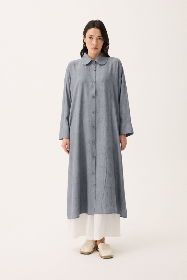 Bebe Yaka Tilbe Elbise Gri - 1